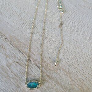 Kendra Scott Elisa Gold Pendant Necklace in Midnight Kyocera Opal Illusion
